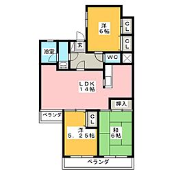 サンブライト荒牧 3LDKの間取図画像