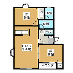 第2ＭＨハウスＧ 2階2LDKの間取り