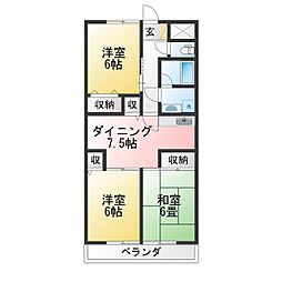 プランドール 3DKの間取図画像