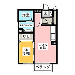 メゾン・ルーチェ 2階1LDKの間取り