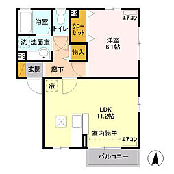 ル・ポール 1階1LDKの間取り