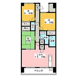 ダイアパレス高崎東町 4階3LDKの間取り