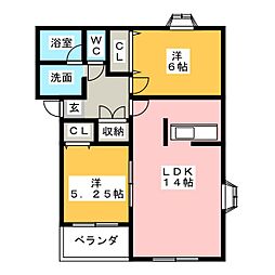 第2ＭＨハウスＨ 1階2LDKの間取り
