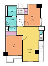 赤坂クラウンズマンション 5階2LDKの間取り