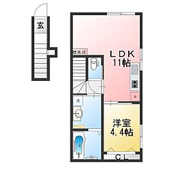 グランビルド江木 1LDKの間取図画像