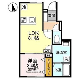 (仮称)高崎市金古町アパート　Ａ 105 1階1LDKの間取り