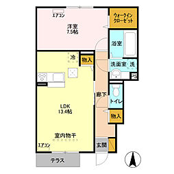 スクエアA 1LDKの間取図画像