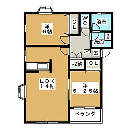 第2MHハウスD 2LDKの間取図画像