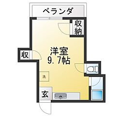 プチハウスコスモスB棟 ワンルームの間取図画像