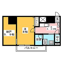 チェルキオ羅漢 1SKの間取図画像