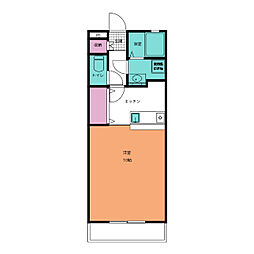 中嶋ハイツ2A ワンルームの間取図画像