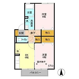ファ・ミ・グランドA 2DKの間取図画像