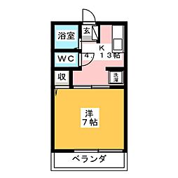 クレマチスB 1Kの間取図画像