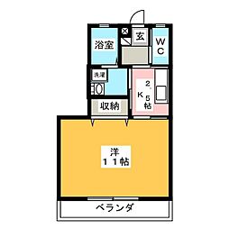 TEIARAコーポ 1Kの間取図画像