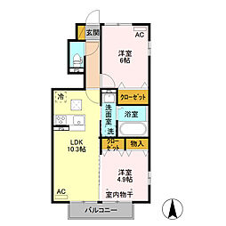 エクセレント 2LDKの間取図画像