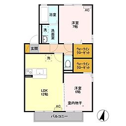 雅B 2LDKの間取図画像