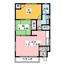リビングルーム上中居 2LDKの間取図画像