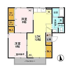 グレースエステートB 2LDKの間取図画像