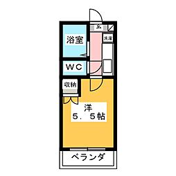 エスポワール上並榎 1Kの間取図画像