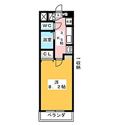 アビターレ江木 1Kの間取図画像