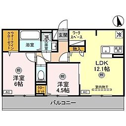 フェリス 2LDKの間取図画像