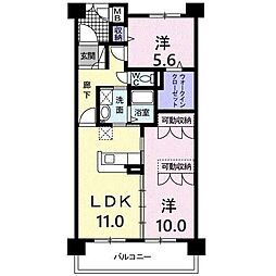 グランリーガ 2LDKの間取図画像