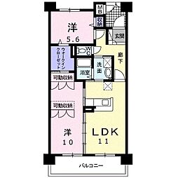 グランリーガ 2LDKの間取図画像