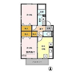 エクセランA 2DKの間取図画像