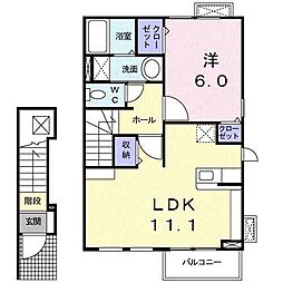 エアリー1 1LDKの間取図画像