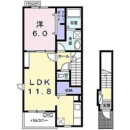 ストーリア2 1LDKの間取図画像
