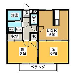 リバークルーズB 2LDKの間取図画像