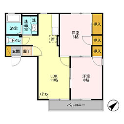 フォレストヒルズ 2LDKの間取図画像