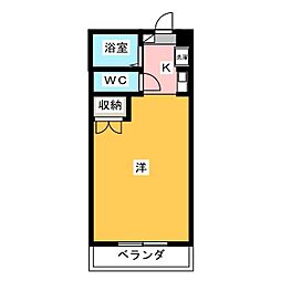 桜ハイツ 2階ワンルームの間取り