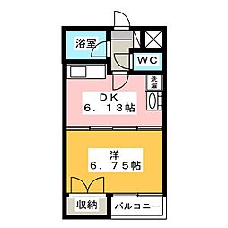 BELLCOURT松並木 2階1DKの間取り