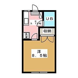 ミントハウス 1階1Kの間取り