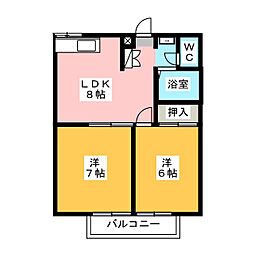 エステートピアＮＳ 2階2DKの間取り