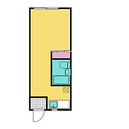 モデコ桐生 2階ワンルームの間取り