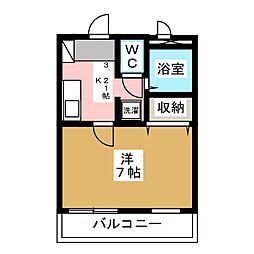 ラヴィルユウゼン 1Kの間取図画像