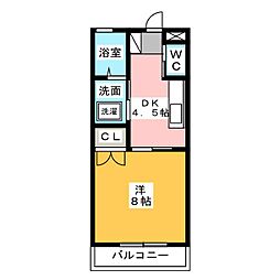 三和伊勢崎3棟 2階1DKの間取り