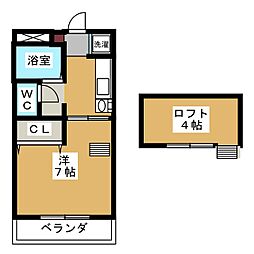 メゾン・ミヤマ 1階1Kの間取り