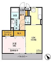 アゼリアヒルズ 3階1LDKの間取り