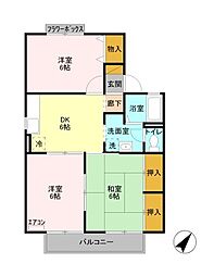 プルミエ・ラムールＡ 2階2LDKの間取り