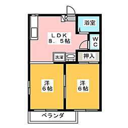 パークヴィレッジA 2DKの間取図画像