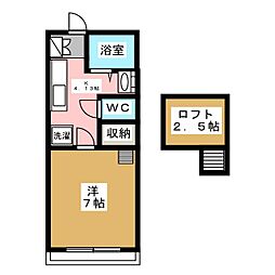 境野マンション 1Kの間取図画像