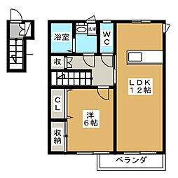 エルメス 1LDKの間取図画像