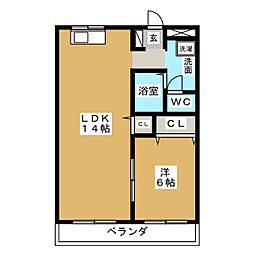 誠光マンション 1LDKの間取図画像