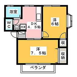 ヒルズ望郷D 2DKの間取図画像