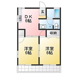 ビューラー駒形B 2DKの間取図画像