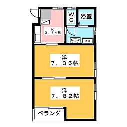 タイディン高崎 2Kの間取図画像