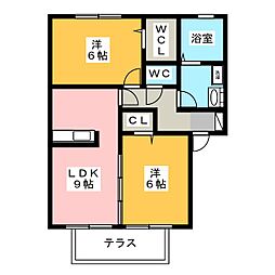 スリーエス 2LDKの間取図画像